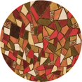 thumbnail image 1 of Ahgly Company Tapis d'Intérieur Ronds Transitionnels Orange Lavables à la Machine, 4 Pieds Rond, 1 of 7