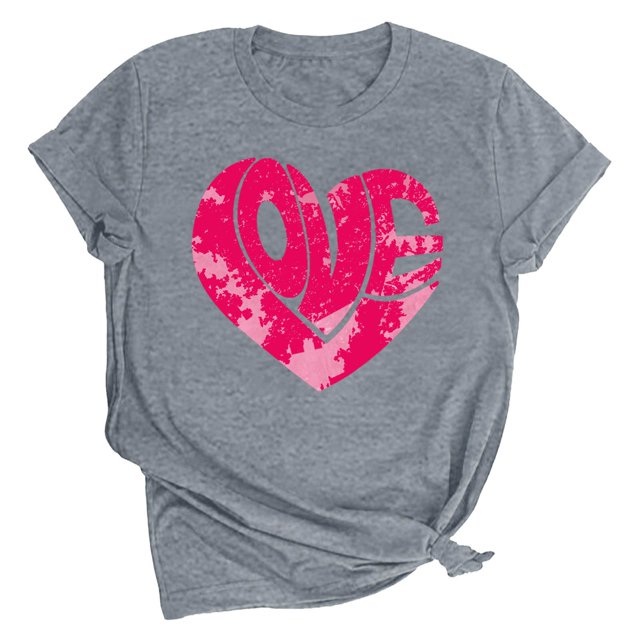 LSLJS T-shirt Imprimé « Lover Love » pour Femme à Col Rond, Manches Courtes, Haut, Cadeaux pour Femmes