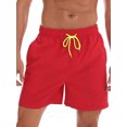 thumbnail image 1 of UKAP Mens Boardshorts Solid Color Swimsuit Drawstring Beach Pants Gym Casual Swim Shorts Red M, 1 of 4
