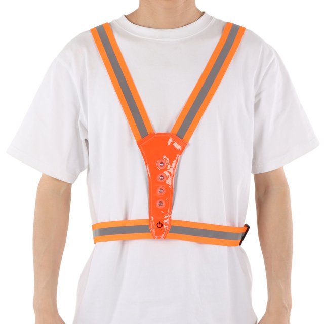 LED Reflective Vest Running Gear, Practical Safety Reflective Vest Band Polyester Latex Silk POM PVC 3 Lighting Mode for Outdoor Work Green,Orange Red,Pink,Yellow