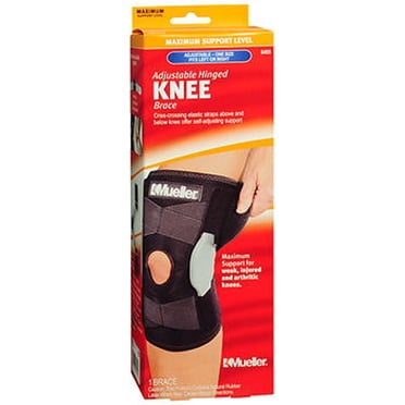Mueller Sports Medicine Adjustable Hinged Knee Brace, Black/Gray, One Size Fits Most
