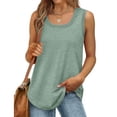 thumbnail image 2 of AherBiu Camisole pour Femmes Été Sans Manches Col Rond Décontractée Ample Couleur Unie Basique Camis T-Shirts, 2 of 7