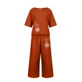 thumbnail image 4 of Kcodviy Ensembles en Lin pour Femmes Combinaisons pour Femmes Grande Taille2 Pcs Salopettes de Neige en Coton pour Dames Femmes Blouse Imprimée à Manches Courtes Robe de Fête pour Femmes Pantalon Court Ample Tailleur Deux Pièces Tailleurs Pantalons, 4 of 5
