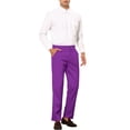 thumbnail image 2 of INSPIRE CHIC Men's Slim Fit Trousers Flat Front Solid Color Business Pants 30 Purple, 2 of 7