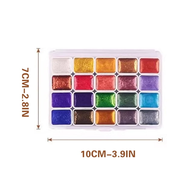 Ensemble de Peinture Aquarelle Nacrée 24 Couleurs pour Débutants - Pigments Aquarelle Solides Professionnels à Haute Transparence et Effet Scintillant