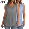 thumbnail image 2 of Plebaso Débardeurs 2025 pour Femmes, Lot de 2, Col Rond, Sans Manches, Chandails Décontractés Amples d'Été, Tuniques Basiques, 2 of 7