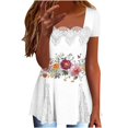 thumbnail image 2 of Weiqiqre Spring Tops for Women Spring Summer Tunics Tops Short Sleeve Shirts Flowy Lace Tops Wrinkle Free Blouses, 2 of 7