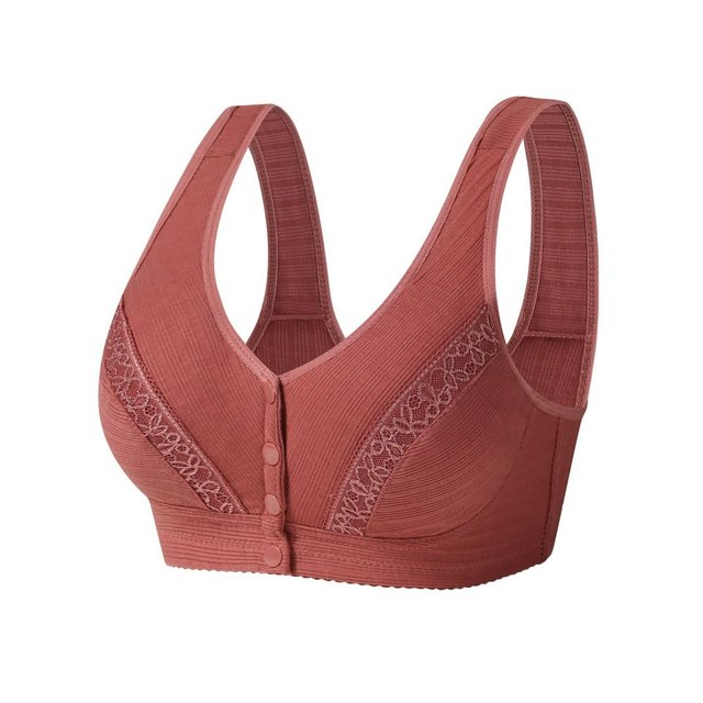 CHUANK Bra Women Wireless Front Close Bra T Back Plus Size Seamless Unlined Bra For Large Bust Ladies Bralette