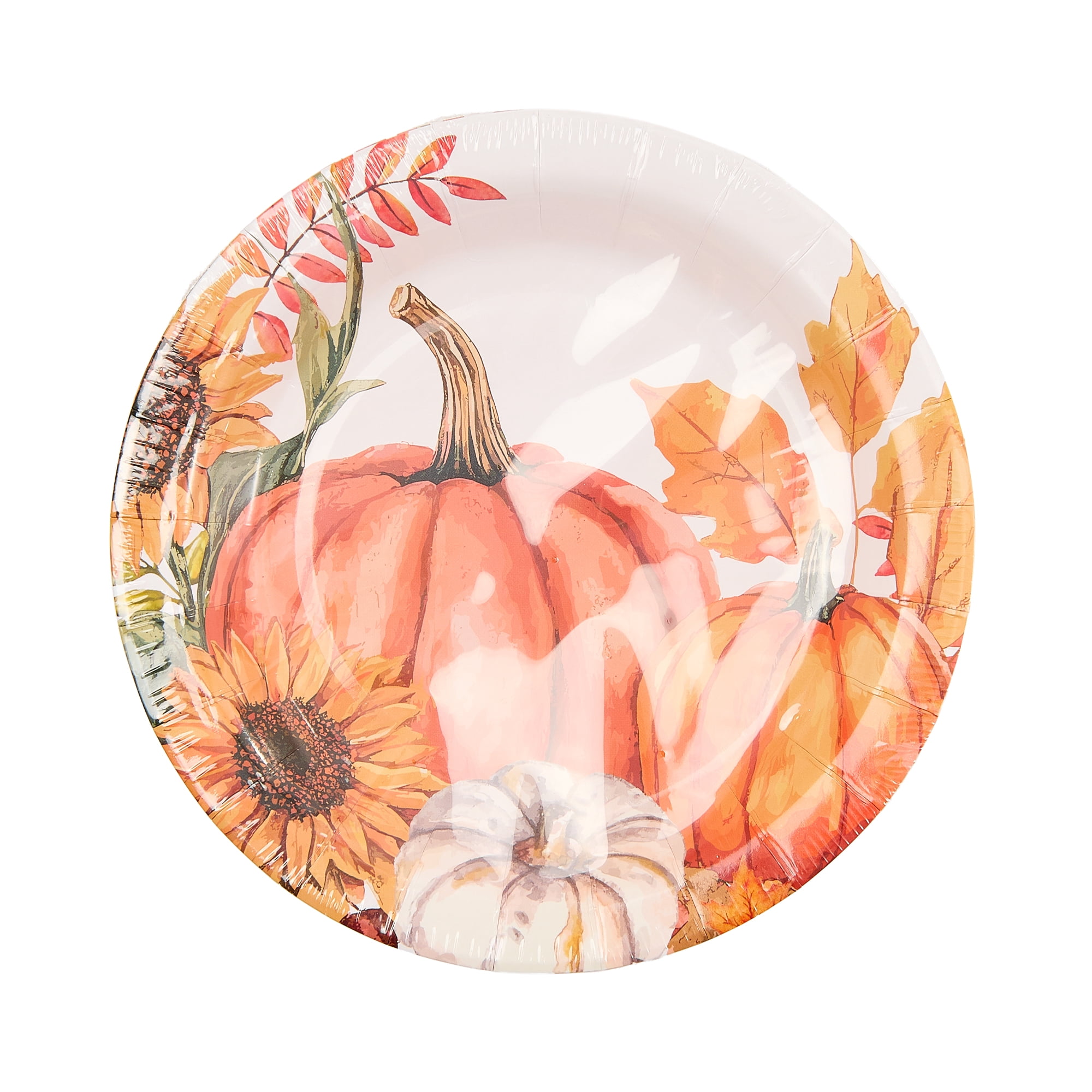 Way to Celebrate 12 Count Round Pumpkin Pattern Plate
