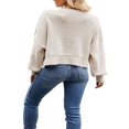 thumbnail image 3 of Women Knit Sweater Long Sleeve Crew Neck Solid Loose Pullover Warm Sweater, 3 of 5