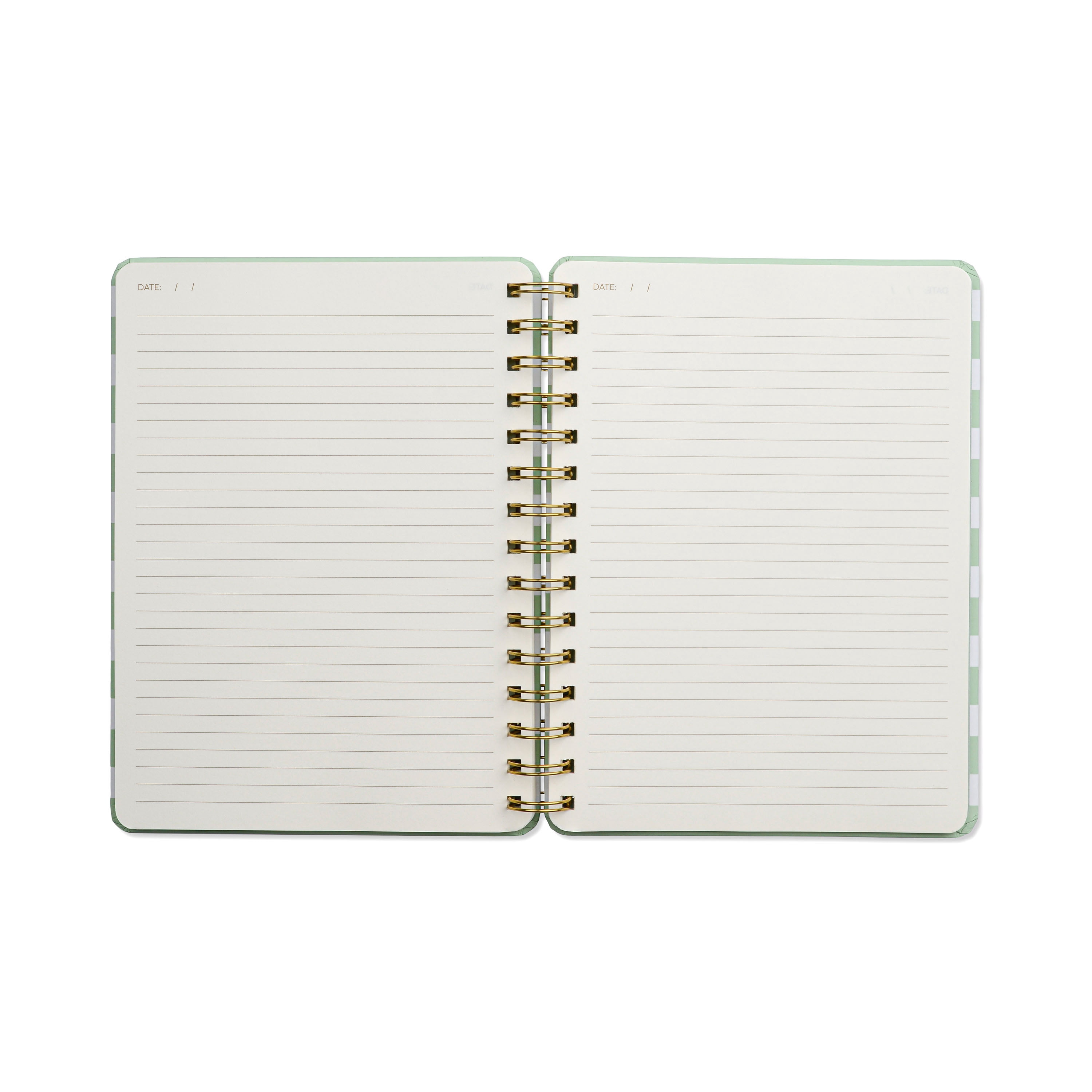 Carnet de notes Think Ink Twin Wire, rayures vertes et blanches de taille moyenne, format 6" x 8", 192 pages lignées