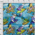 thumbnail image 3 of oneOone Velvet Medium Blue Fabric Ocean Life Craft Projects Decor Fabric Printed By The Yard 58 Inch Wide, 3 of 5