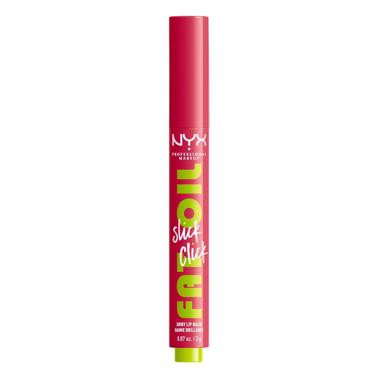 NYX PROFESSIONAL MAKEUP, Baume brillance Fat Oil Slick Click, Baume format bâton, Infusé d'huiles nourissantes, Fini haute brillance - Double Tap (Raspberry Pink)