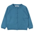 thumbnail image 1 of Toddler Girl Sweaters Cable Knit Long Sleeve Crewneck Button Cardigans Sweaters Kids Solid Color Crew Neck Kitted Tops Fall Winter Cardigan Outerwear Blue 18-24 Months, 1 of 2