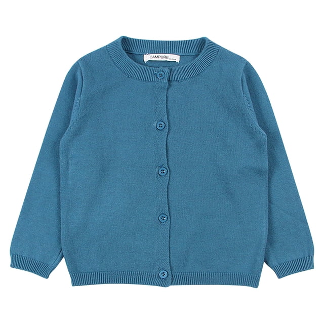 Toddler Girl Sweaters Cable Knit Long Sleeve Crewneck Button Cardigans Sweaters Kids Solid Color Crew Neck Kitted Tops Fall Winter Cardigan Outerwear Blue 18-24 Months