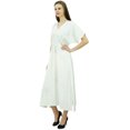 thumbnail image 4 of Bimba Robe Maxi Caftan en Rayonne à Motif Uni Robe de Nuit pour Femme Robe Kimono, 4 of 6