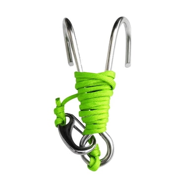 Crochet Double Double en Acier Inoxydable 316 pour Plongée sous-Marine Robuste et Crochet à Ligne et Pince de 47 Pieds'/120 cm pour Équipement de Photographie sous-Marine de Plongée en Grotte Courant