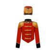 thumbnail image 1 of Hansber Enfants Garçons Uniforme d'Équipe de Tambour-Major Tenue de Performance de Batteur Veste à Franges de Fanfare et Chapeau B Rouge 10, 1 of 7