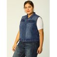thumbnail image 4 of GRACE & GRANDEUR Women's Plus Jeans Jacket Vest Fall Button Down Denim Jacket Blue 1X, 4 of 6