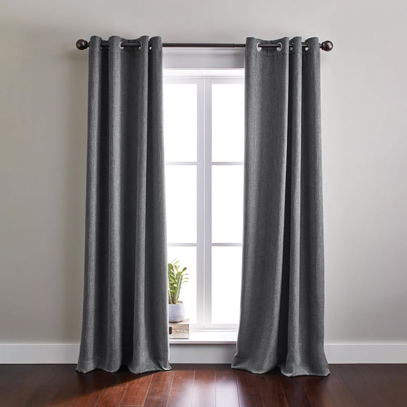 Better Homes & Gardens Linen Grommet Blackout Window Curtains Panel, 50" x 95", Grey