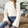 thumbnail image 4 of Yuyuzo Chandail Court pour Femmes Col Haut Manches Longues Tricot Doux, 4 of 6