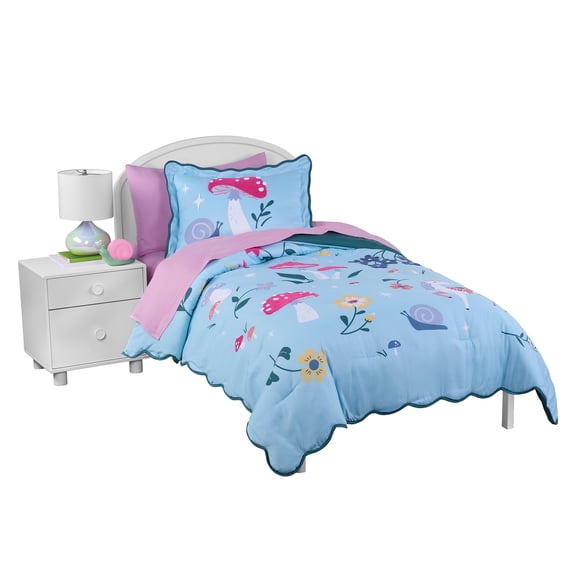 Mainstays Kids Textured Fairy Garden Comforter Set, Twin, 2 Pieces