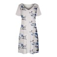 thumbnail image 4 of SMihono Robe d'Été pour Femmes Grande Taille Mode Décontractée Col en V Imprimé Ample Élastique Manches Courtes Jupe, 4 of 5