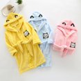 thumbnail image 3 of ‌WOLLED Boys Girls Kids Plush Fleece Robe Toddler Hooded Solid Color Sleepwear 1-12 Years‌, 3 of 8