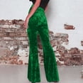 thumbnail image 3 of AherBiu Women's High Waisted Velour Bell Bottom Pants, Solid Color, Small US: 4, 3 of 7