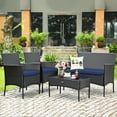 thumbnail image 3 of Costway 8PCS Patio Wicker Furniture Set Coffee Table Cushions w/Off White & Navy Cover, 3 of 9