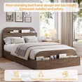 thumbnail image 1 of Kojooin Wooden Bed Frame with Storage Headboard and Footboard, Low Platform Bed with Wooden Slats, No Box Spring Needed, 1 of 6
