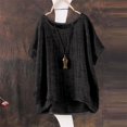 thumbnail image 2 of Hot Sale!!Women's Summer Short Sleeve Solid Casual Loose Linen Top, 2 of 3
