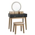 thumbnail image 4 of Gymax Makeup Dressing Vanity Table Set w/ Touch Screen Dimming Mirror Black, 4 of 8