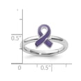 thumbnail image 3 of Bague Ruban de Sensibilisation en Argent Sterling Émaillé Violet, 3 of 4