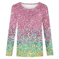 thumbnail image 1 of T-shirts pour Filles Printemps Été Manches Longues Dégradé Paillettes Imprimé Col Rond Chemise Flash Hauts pour Filles Vert Menthe 4-5 Ans, 1 of 4