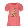 thumbnail image 5 of Pompotops Femmes Été V-Cou Imprimé Floral Tops T-Shirts Casual Pétale Manches Chemisier, 5 of 5