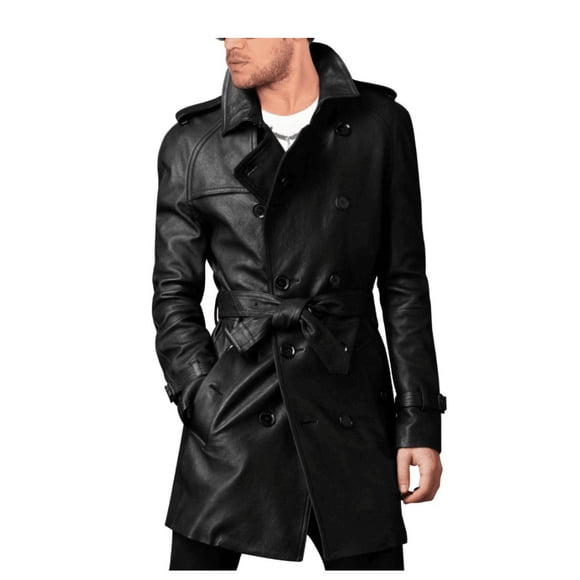 Long Black Trench Coat Mens Long Coat For Winter Black Trench Coat Mens Long Black Leather Coat Black Long Leather Coat Men Long Black Coat size M
