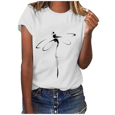 CEHVOM T-shirt à Col Rond Ample à Manches Courtes pour Femmes, Mode Décontractée, Imprimé, Chandail