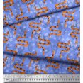 thumbnail image 2 of Soimoi Blue polyester Crepe Fabric Leaves,White Floral & Snake Reptile Print Sewing Fabric BTY 52 Inch Wide, 2 of 3