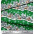 thumbnail image 2 of Soimoi Green Rayon Fabric Reindeer & Snowflakes Tree Print Fabric by the Yard 42 Inch Wide, 2 of 5