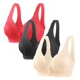 thumbnail image 1 of Timegard 3pc Wireless Bras for Women Front Closure Full Support Wide Strap Comfort Breathable Everyday Bra, 1 of 4