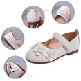 thumbnail image 3 of B91xZ Chaussures de Robe pour Tout-Petites Filles Ballerines Fille Rentrée des Classes Chaussures de Princesse de Mariage, Blanc 8.5, 3 of 5