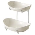thumbnail image 2 of Siruishop Ceramic Fruit Bowl for Kitchen Counter Fruit Display Stand for Kitchen Snack Argent White 2 Layer, 2 of 8