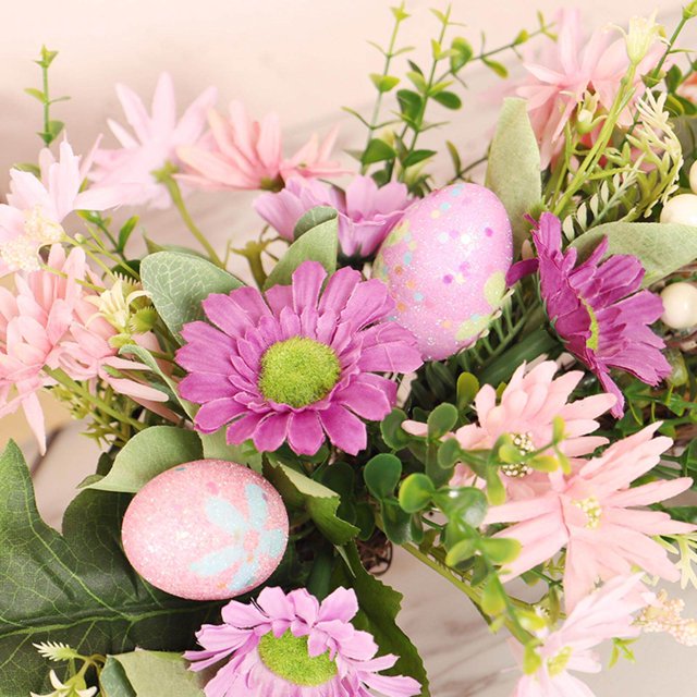 pitrice Easter Wreath Garland Colored Eggs Indoor Outdoor Spring Wreath Half Circle