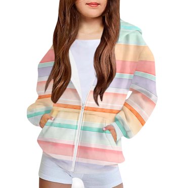 Économies d'Hiver! SROBPTY Chandails à Capuchon à Fermeture Éclair avec Poche à Manches Longues à Imprimé Mode pour Tout-Petits Garçons Filles, Manteaux d'Hiver pour Tout-Petits Rouge Melon D\'eau, 11 Ans