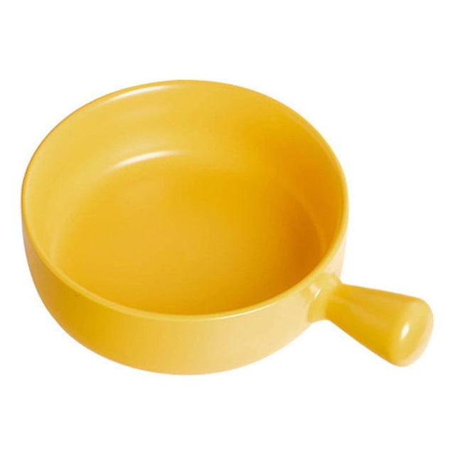 Youkk Ceramic Salad Bowl Handled Solid Color Adorable Washable Cute Home Breakfast Dinner Soup Fruit Bowls Tableware Yellow