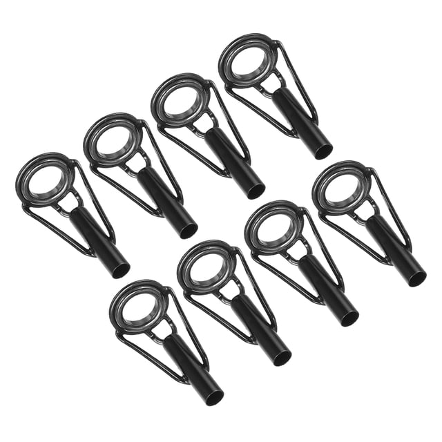 Unique Bargains Kit de Réparation d'Embout de Canne à Pêche en Acier Inoxydable 3,6 mm, Guide d'Anneau de Perche, Remplacement, Noir, Lot de 8