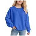 thumbnail image 3 of WUANDIXFA Chandails à Manches Longues pour Filles Chandail à Enfiler à Manches Longues pour Filles Confortable Doux à la Mode et Décontracté Chandail à Col Rond à Manches Longues pour Filles Bleu, 11-12 Ans, 3 of 5