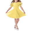 thumbnail image 1 of QIPOPIQ Robe Patineuse de Fête pour Fille à Manches Courtes, Décontractée, Vintage, Col Peter Pan, Coupe Évasée, avec Poches, 4-12 Ans, Liquidation, 1 of 4
