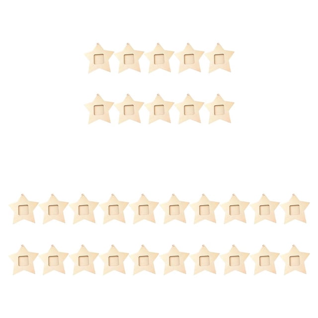 Langgg 10 Pieces Christmas Tree Plywood Photo Frame Assortment Hotel Living Room Wall Star Hanging Decoration Assorted Kit 3Set